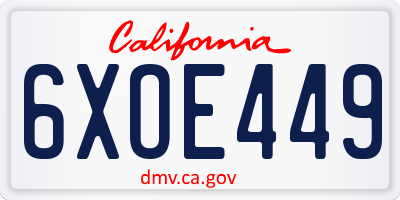 CA license plate 6XOE449