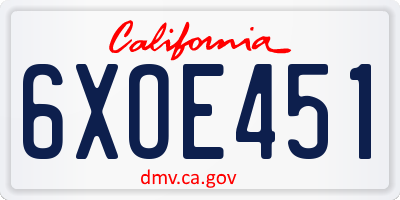 CA license plate 6XOE451