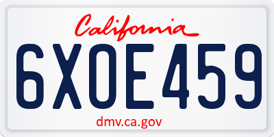 CA license plate 6XOE459