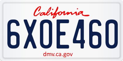 CA license plate 6XOE460