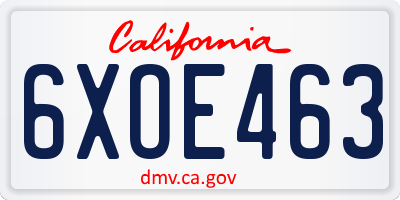 CA license plate 6XOE463