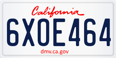 CA license plate 6XOE464