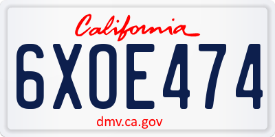CA license plate 6XOE474