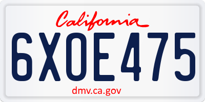 CA license plate 6XOE475