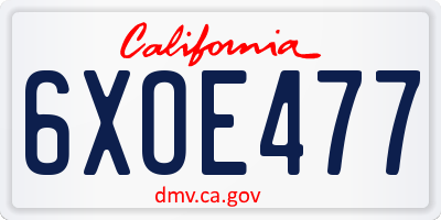 CA license plate 6XOE477