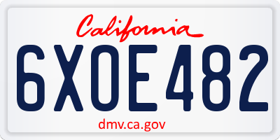 CA license plate 6XOE482