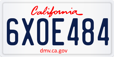 CA license plate 6XOE484
