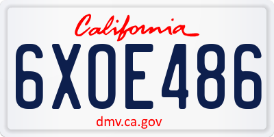 CA license plate 6XOE486