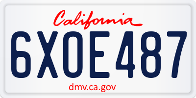 CA license plate 6XOE487
