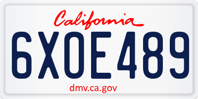CA license plate 6XOE489