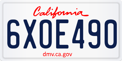 CA license plate 6XOE490