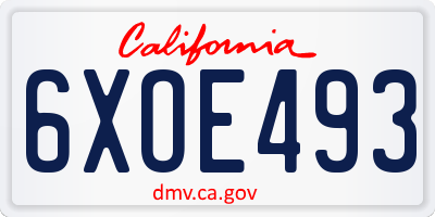 CA license plate 6XOE493