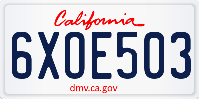 CA license plate 6XOE503