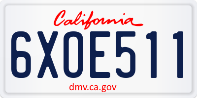 CA license plate 6XOE511