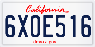 CA license plate 6XOE516