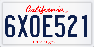 CA license plate 6XOE521