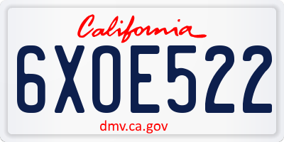CA license plate 6XOE522
