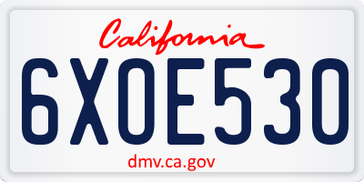 CA license plate 6XOE530