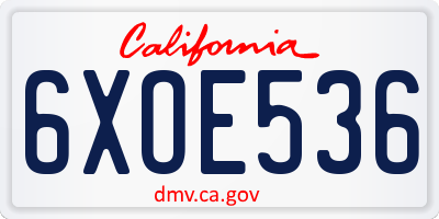 CA license plate 6XOE536