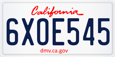 CA license plate 6XOE545