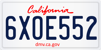 CA license plate 6XOE552