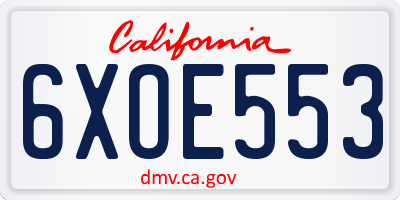 CA license plate 6XOE553