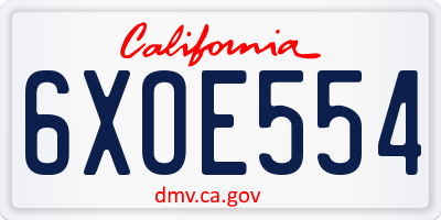 CA license plate 6XOE554