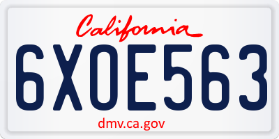 CA license plate 6XOE563