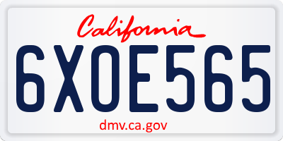 CA license plate 6XOE565