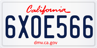 CA license plate 6XOE566