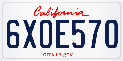 CA license plate 6XOE570