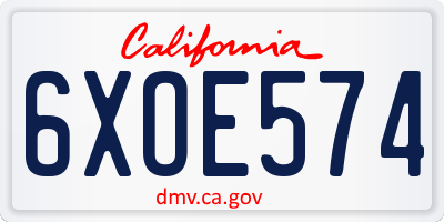 CA license plate 6XOE574