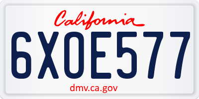 CA license plate 6XOE577