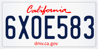 CA license plate 6XOE583