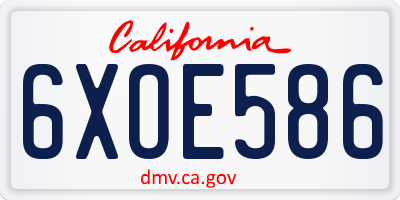 CA license plate 6XOE586