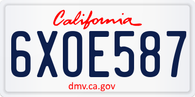 CA license plate 6XOE587