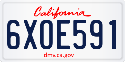CA license plate 6XOE591