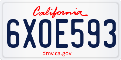CA license plate 6XOE593