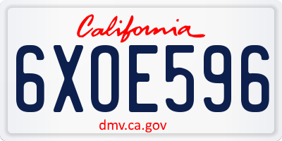 CA license plate 6XOE596