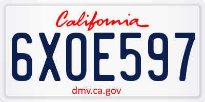CA license plate 6XOE597