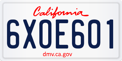 CA license plate 6XOE601