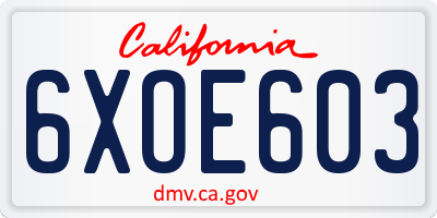 CA license plate 6XOE603