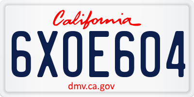 CA license plate 6XOE604