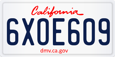 CA license plate 6XOE609