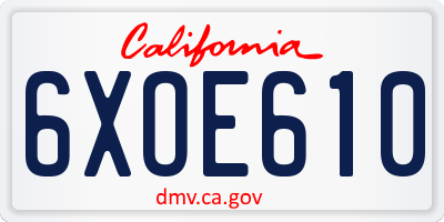 CA license plate 6XOE610
