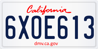 CA license plate 6XOE613