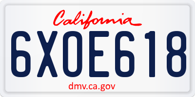 CA license plate 6XOE618