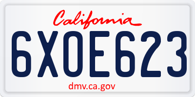 CA license plate 6XOE623