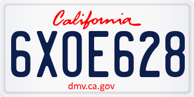 CA license plate 6XOE628