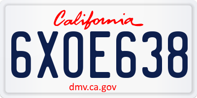 CA license plate 6XOE638